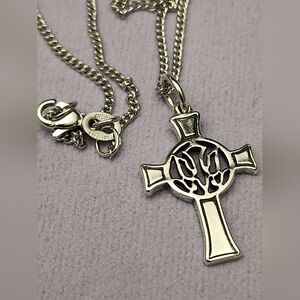James Avery Sterling Silver Holy Spirit Descending Dove Celtic Cross Necklace